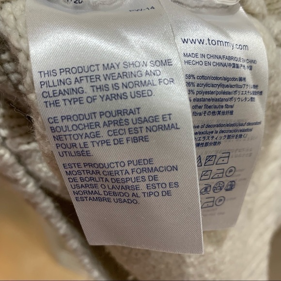 Tommy Hilfiger Ivory Cotton blend Textured Knit Crew Neck Sweater Sz S - Picture 8 of 9